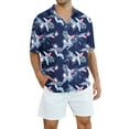 thumbnail image 3 of Hiauspor Men's Short Sleeve Hawaiian Shirt Floral Tropical Print, Casual Beach Style Button Down Shirts Blue L, 3 of 7