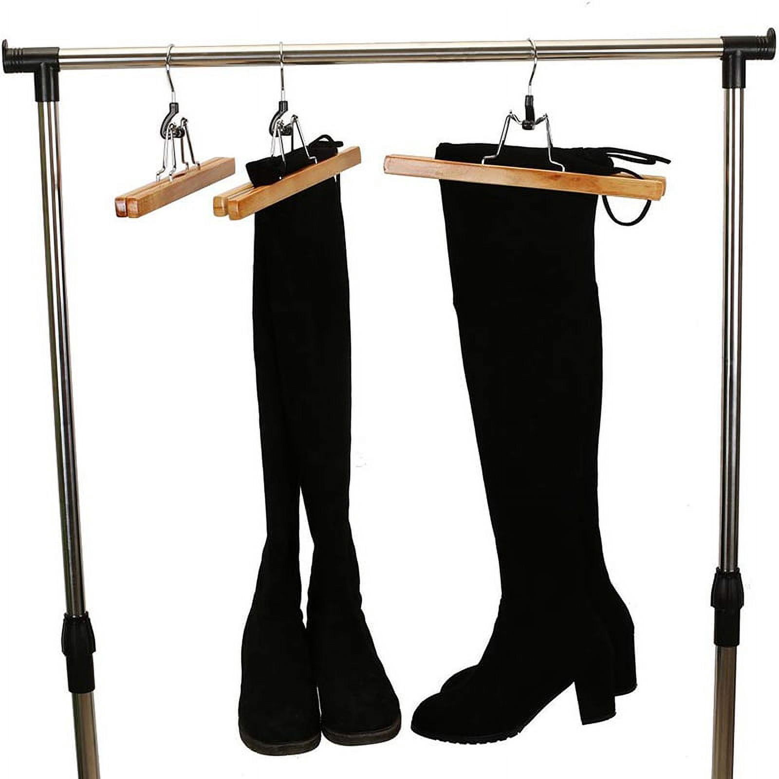 8 Piece Wooden Series Slack Hangers Non-Slip Wood Pants Hangers with 360 Degree Rotation Anti-Rust Hook Clip Hangers for Pants Skirts and Slacks Natural Finishes