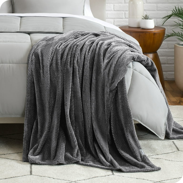 Bare Home Microplush Fleece Textured Blanket 300 GSM Fuzzy Microfleece Soft Plush Twin Twin XL Gray Walmart