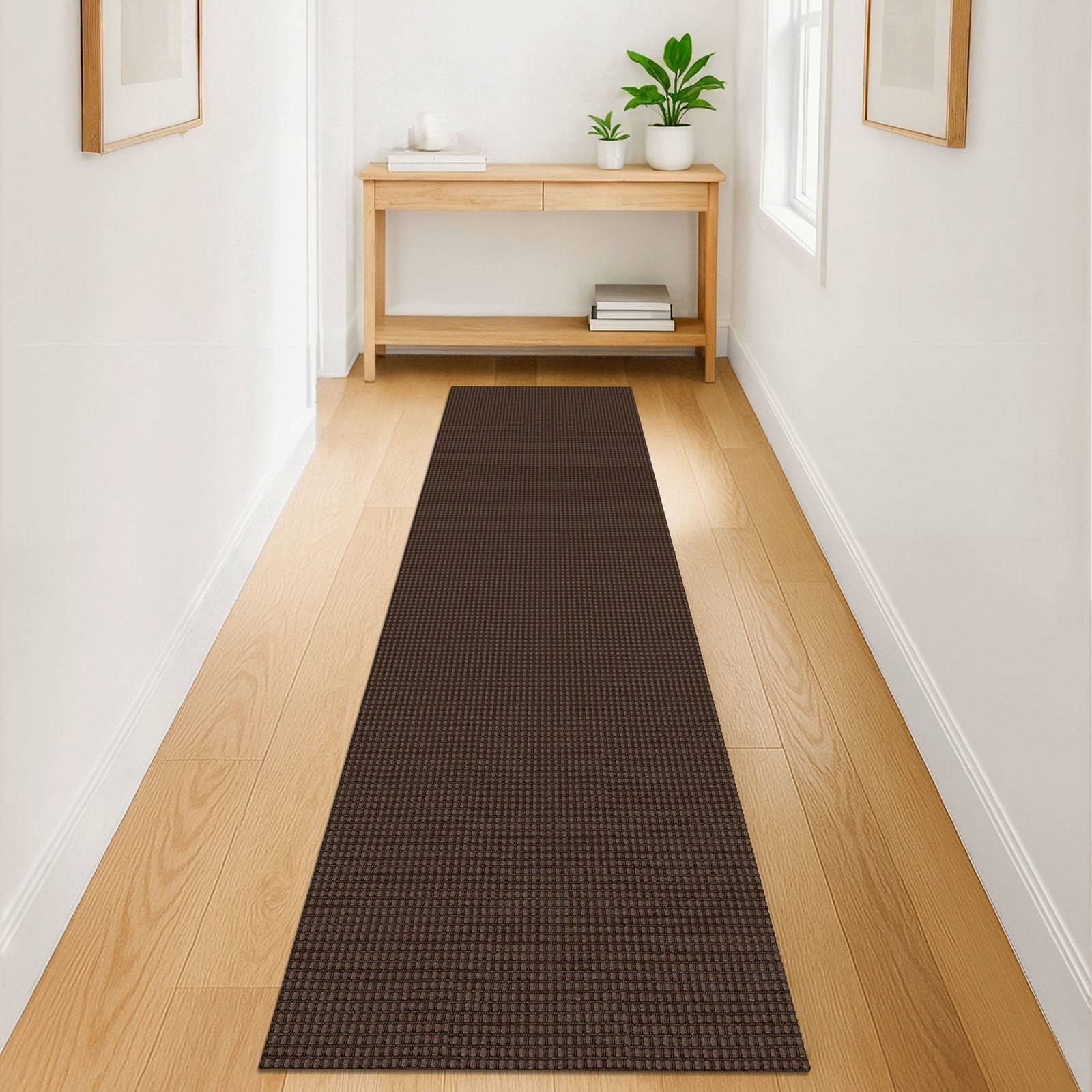 iOhouze Runner Rug for Hallways 2x8 ft Washable Hall Carpet Runner Rubber Backed Kitchen Runner Reddish Brown/Coffee Cotton Entryway Runner Rugs Floor Runners for Indoor Hallway Bedroom Kitchen