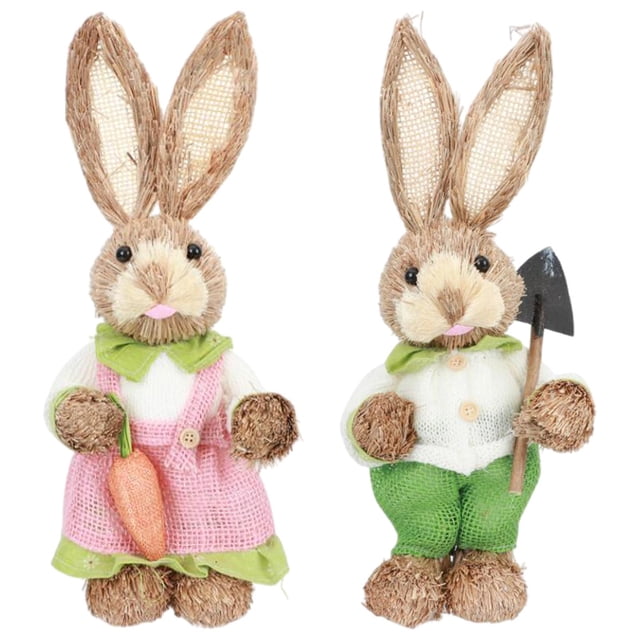 DE PAJA ARTIFICIAL DE 2 PIEZAS PASCUA REGALOS ARTIFICIALES ARTESANÍAS ACCESORIOS PARA FIESTAS TEMÁTICAS DE PASCUA Sunnimix Conejo de Pascua de paja