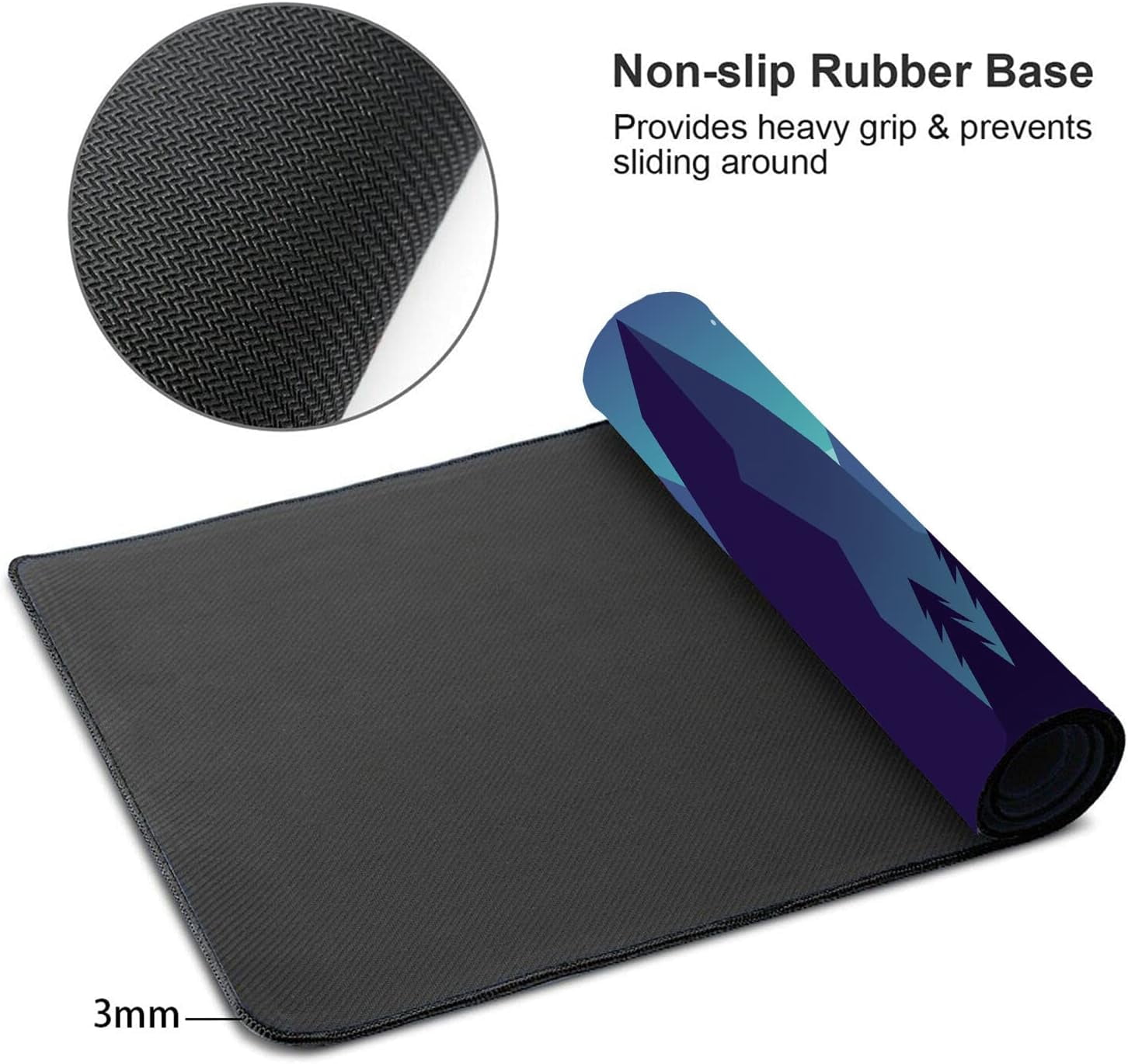 Mouse Pad Forest Mountain Large Mousepad Office Decoration Desk Mat, Moon Stars Blue Waterproof Mousepad for Desktop Wireless Mice, Non-Slip Rubber Base Mouse Mat, 31.5x11.8 Inch BDZXSE009
