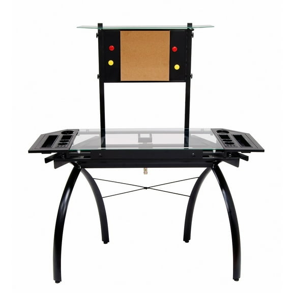 Studio Designs Futura Glass and Metal Drafting Table Tower Black/Clear Glass 10067