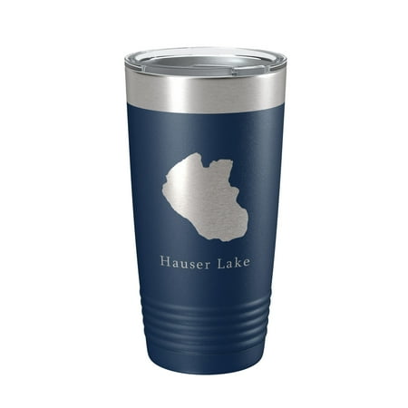 

Hauser Lake Map Tumbler Travel Mug Insulated Laser Engraved Coffee Cup Idaho 20 oz Navy Blue