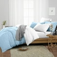 thumbnail image 2 of CCNY 1000 TC 100% Egyptian Cotton Duvet Cover with 2 Matching Pillowcases Super King Size Reversible Pattern, Zipper Closure, Corner Ties (Light Blue), 2 of 7