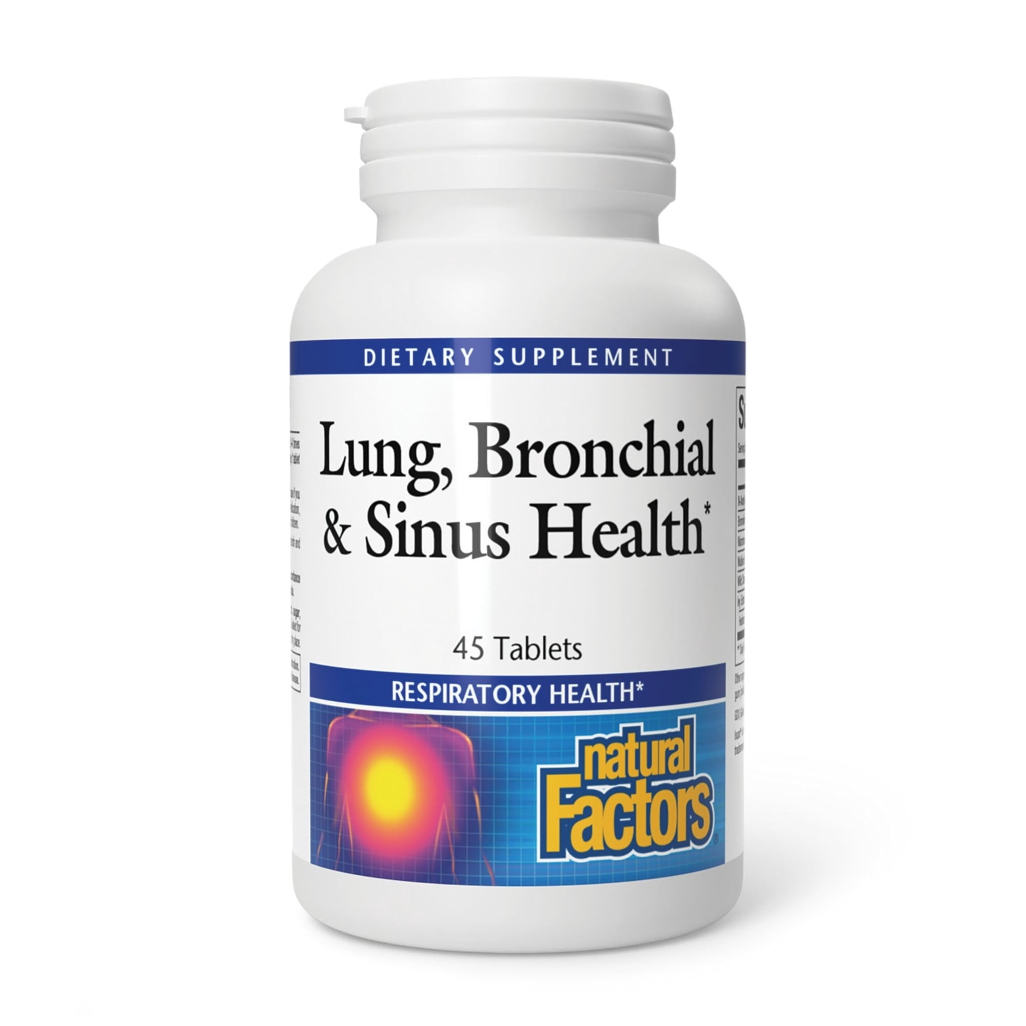 Natural Factors Lung, Bronchial & Sinus Health, Natural Supplement for Respiratory Health and Easy Breathing, 45 Tablets