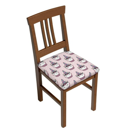 

JUNZAN Cute Cupcake Print Dining Chair Seat Covers Stretch Fitted Dining Room Upholstered Chair Seat Cushion Cover