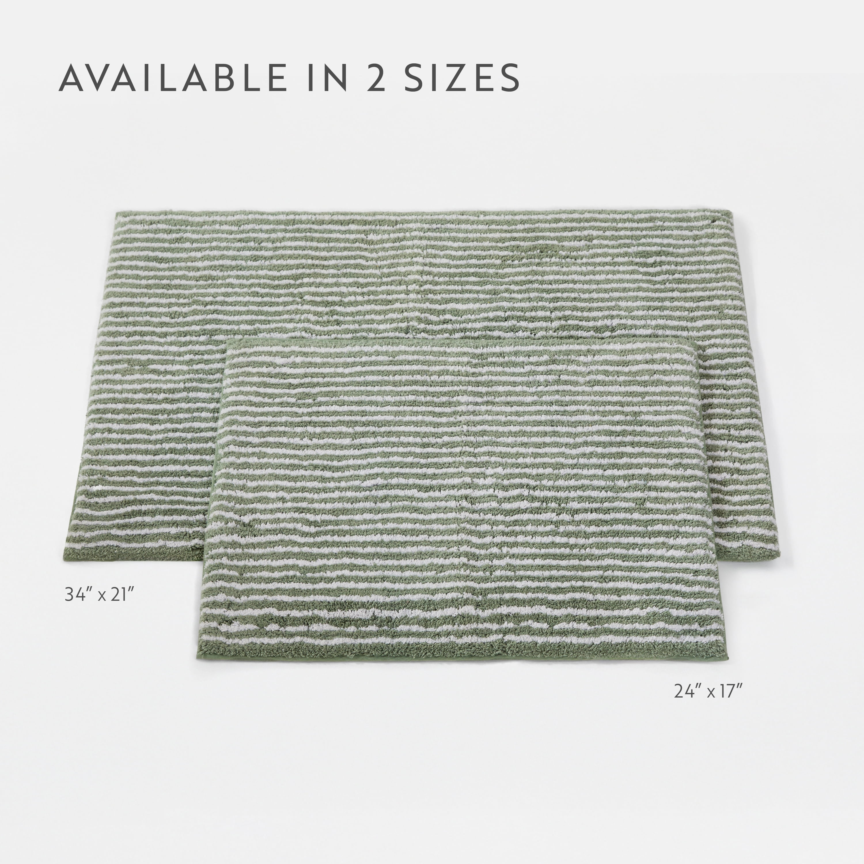 100% Cotton Pinstripe Patterned Bath Mat by Comfort Canopy, Sage, 24" x 17"