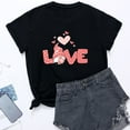 thumbnail image 2 of Ichuanyi Womens Tops, Summer Ladies Casual Valentine's Day Cute Love Printed Pullover Short Sleeve T-Shirt Top, 2 of 4
