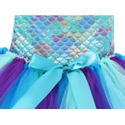 Jurebecia Girls Mermaid Princess Costume Halloween Dress for Christmas, Birthday with Accessories, Ages 4-5, Multicolor)