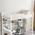 thumbnail image 2 of UBesGoo Metal Twin Size Loft Bed Frame with Stairs & Full-Length Guardrail, Rustic Wood, White Frame, 2 of 7