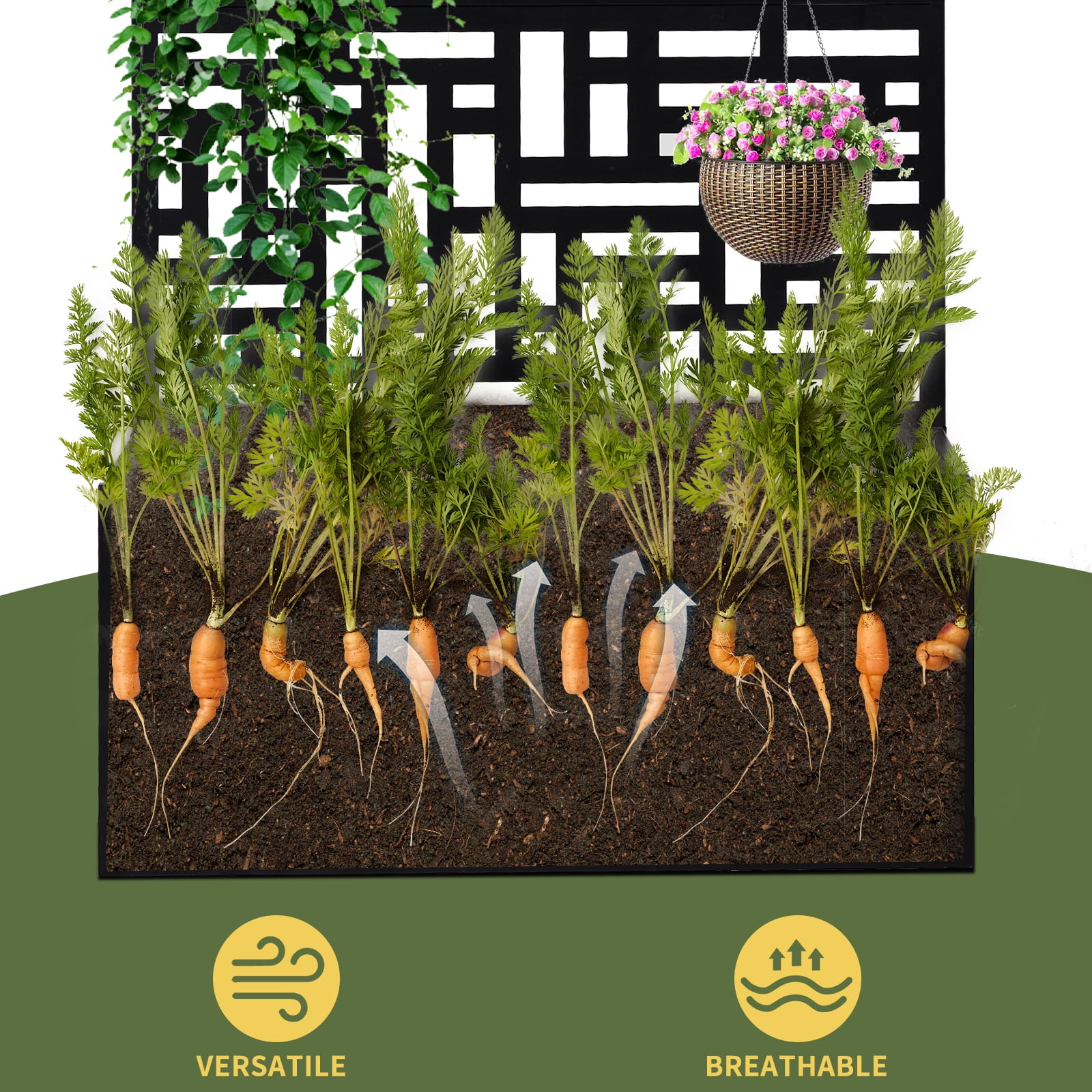 Zimtown 71'' Outside Raised Garden Bed with Drainage Holes, Free-Standing,for Vine Climbing Plants and Flowers, Black