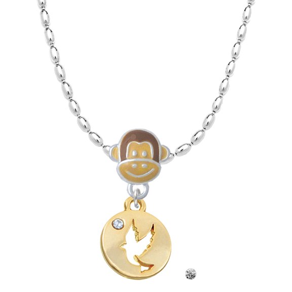 Delight Jewelry Goldtone Dove Disc Mia Monkey Charm Necklace