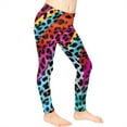 thumbnail image 3 of COEQINE Leopard Print Colorful Girls Novelty Legging for Travel, Yoga Dance Pants Tummy Control Sport Leggings, for 6-7 Years Kids Girls, 3 of 7