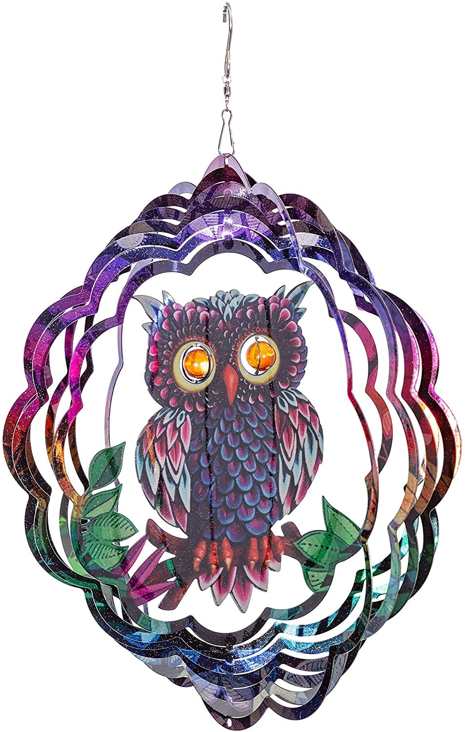 VP Home Mystical Owl 3D Metal Outdoor Garden Decor Wind Spinner