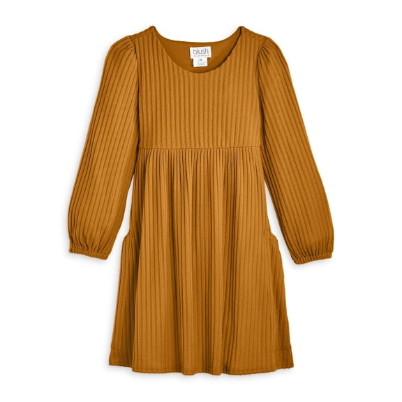 US Angels Girls' Ribbed Knit Dress - Big Kid, Mustard, Size: 12