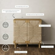 Nathan James Beacon Accent Cabinet with Seagrass Doors and Adjustable Shelf, Light Wood