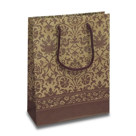 7' Gusset Kraft Paper - Damask Kraft Euro Bags 7-1/2
