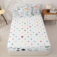 thumbnail image 4 of Erosebridal Dino Floral Zipper Full Size Comforter Sets with Fitted Sheet and 2 Pillowcases,Green Dinosaur Rose Heart Zipper Bedding Set For Boys,Polkadot Reversible,4 Pieces, 4 of 7