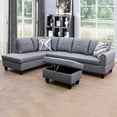 thumbnail image 2 of Irene Inevent 3 Pieces Linen Sofa Set, Modern Linen Sofa and Chaise Ottoman Couch Set for Living Room, Bedroom, Apartment, Office, Grey, 2 of 10