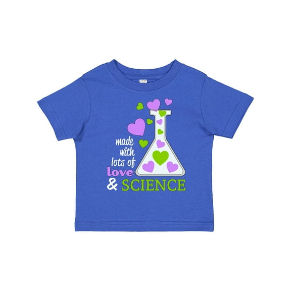 Inktastic Made with Lots of Love and Science heart bubbles in a beaker Boys or Girls Toddler T-Shirt