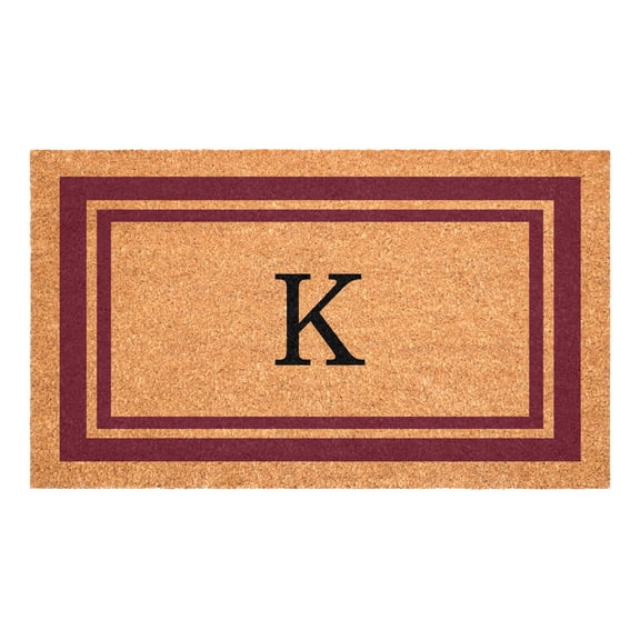 Burgundy Border Monogram Doormat (Letter K)