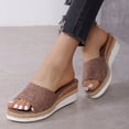 thumbnail image 2 of MesaSe Ladies Fashion Solid Color Cloth Open Toe Casual Slope Heel Thick Sole Sippers, 2 of 6