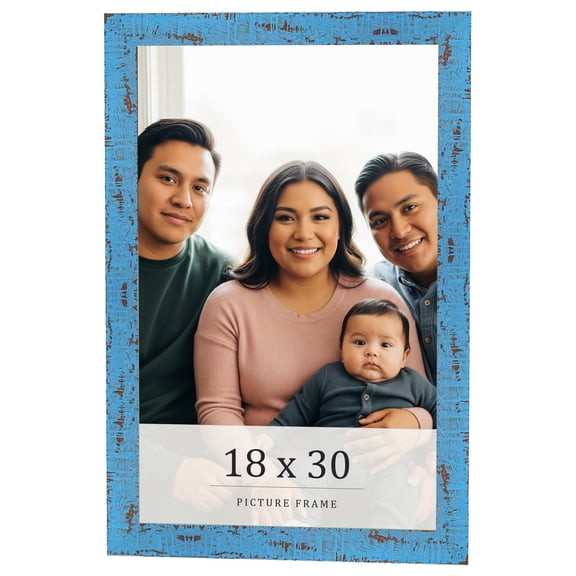 18x30 Frame Blue Solid Wood Picture Frame Width 1.125 Inches | Interior Frame Depth 0.5 Inches |