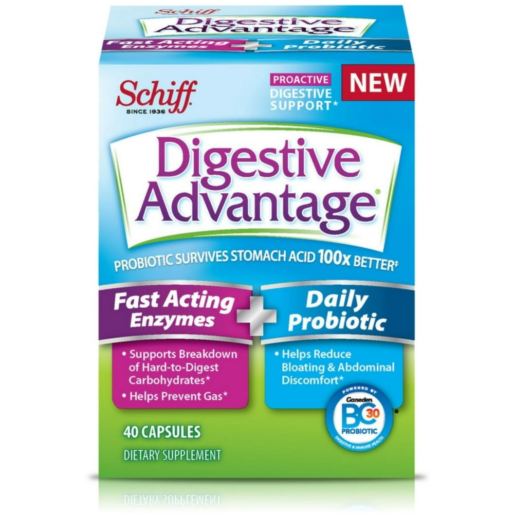 2 Pack Digestive Advantage Fast Acting Enzymes + Daily Probiotic, 40