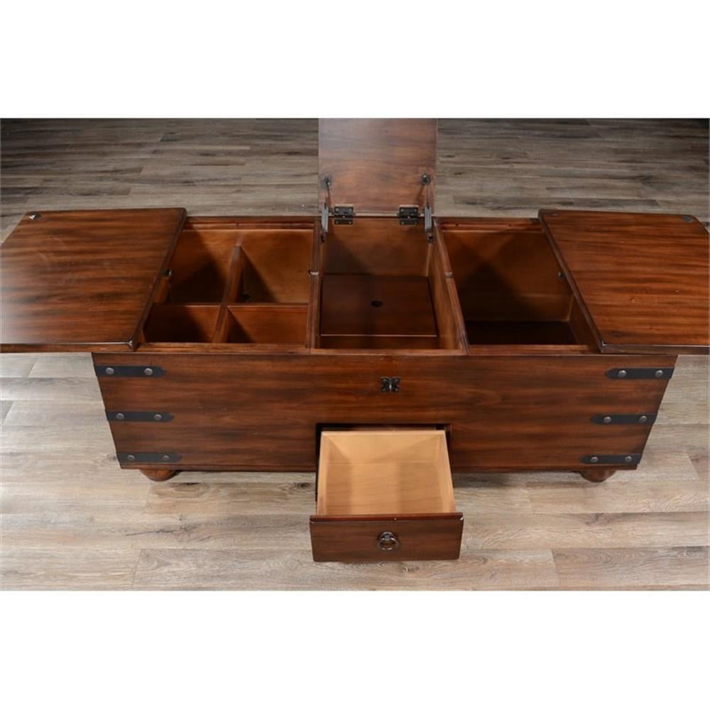 Sunny Designs Santa Fe 48" Traditional Wood Trunk Coffee Table in Dark Chocolate