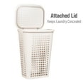 thumbnail image 6 of Mind Reader Slim Tapered Laundry Hamper with Lid, Clothes Basket with Swiss Cross Cut-Outs, Lightweight & Ventilated, Plastic, Ivory, 6 of 7