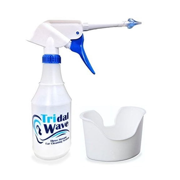 Ear Washer System - Home Solution for Safely Removing Built-Up Earwax and Preventing Future Earwax Buildup - Made by Tridal Wave (Tridal Wave with Ear Basin)