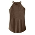 thumbnail image 6 of MRULIC tank top for women Women's Solid Color Slim Fit O Neck Halter T-Shirt Top Vests Tank Sleeveless Blouse Womens tank tops Brown + S, 6 of 7