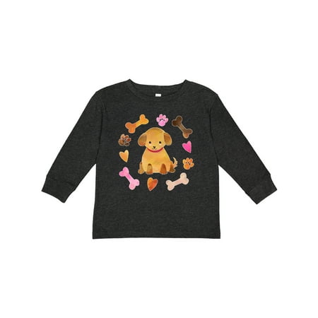 

Inktastic Cute Puppy Valentine with Hearts and Bones Boys or Girls Long Sleeve Toddler T-Shirt
