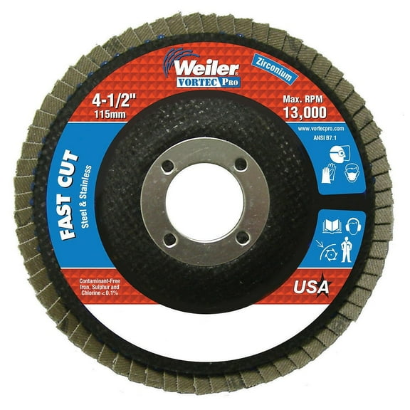 WEILER Vortec Pro Abrasive Flap Discs 36 - 4.5" (804-31343)