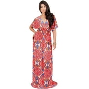 KOH KOH Long Print Summer Sexy Kaftan Spring Hawaiian Casual Spring Wedding Guest Cocktail Sundress Gown Maxi Dress For Women Red & White X-Small US 2-4 DAN001_A034