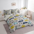thumbnail image 3 of Homewish Cute Cartoon Car 7pcs Bedding Comforter Set,Toy Car Queen Bedding Sets,Blue Yellow Gray Queen Sheet Sets For Boys Kids,Ultra Soft Home Decor Reversible, 3 of 8