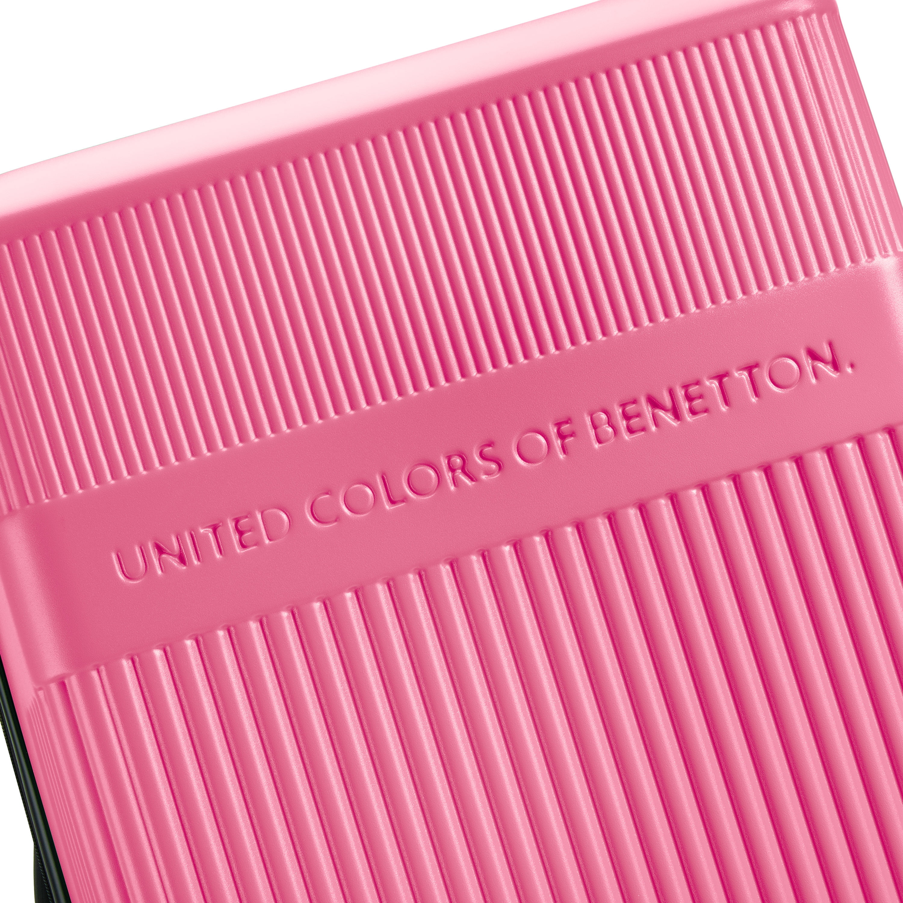 United Colors of Benetton x Delsey Paris, Ribbed Hardside 29"Large Checked Expandable Spinner Luggage, Light Pink