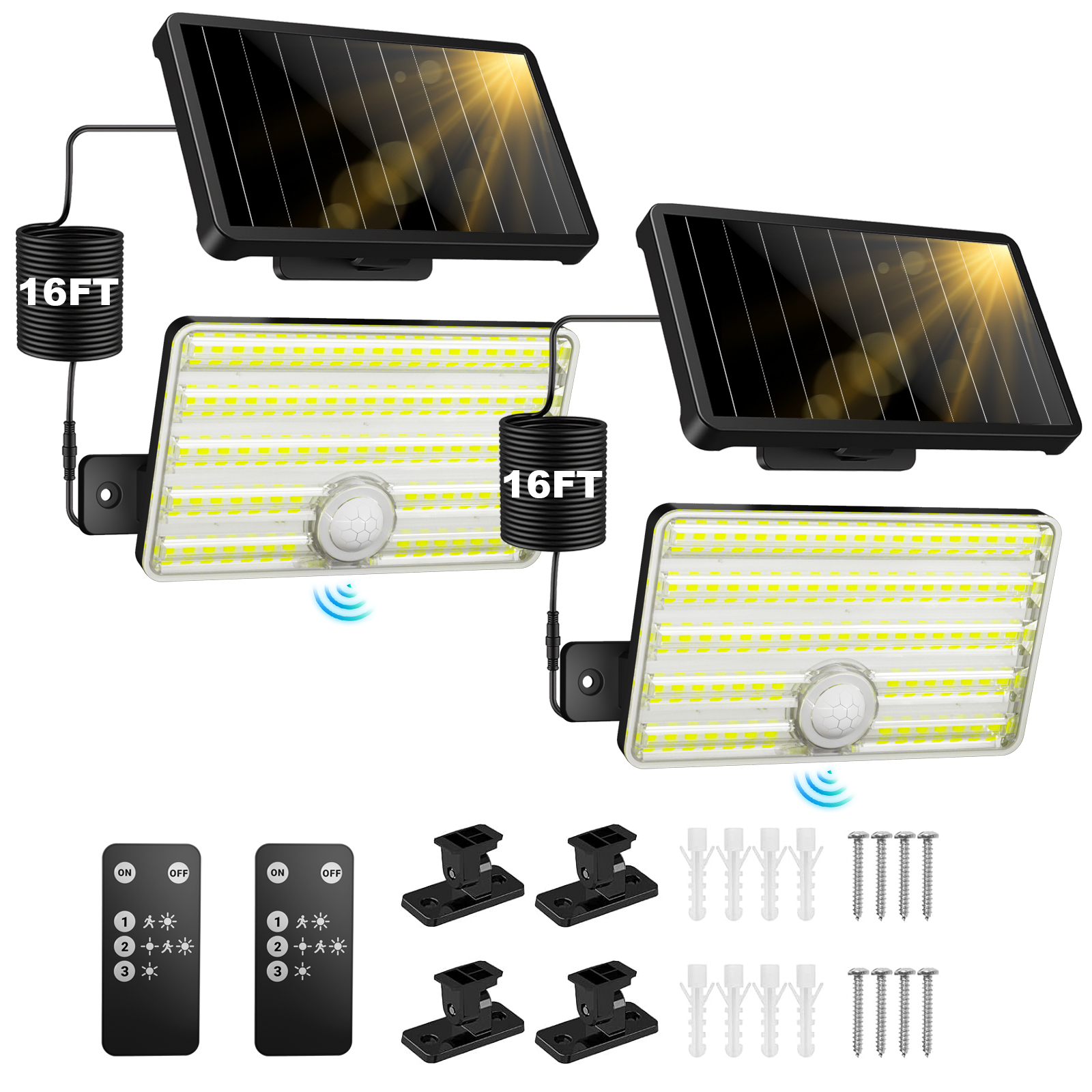 SZRSTH 2 Pack Solar Motion Sensor Security Lights, 1200LM photo 4
