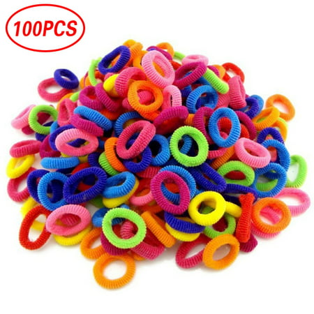 Jeobest Hair Ties Girls - Hair Bands Ties Girl - 100PCS Baby Girls Hair Ties Little Girl Hair Elastic Ropes Toddler Pigtail Ponytail Holder Small Size Rubber Band Ponytail Holder Mixed Color