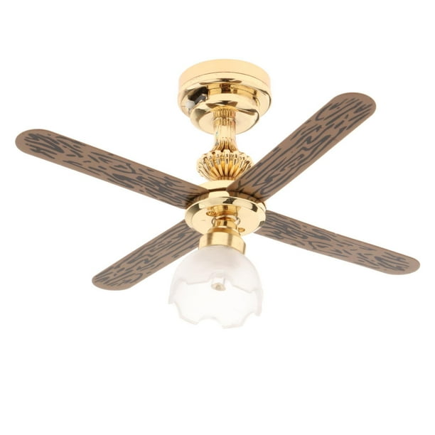 Lámpara De Techo Para Casa De Muñecas A Escala 1/12, Luz LED Para Ventilador De Techo, Pantalla Esmerilada