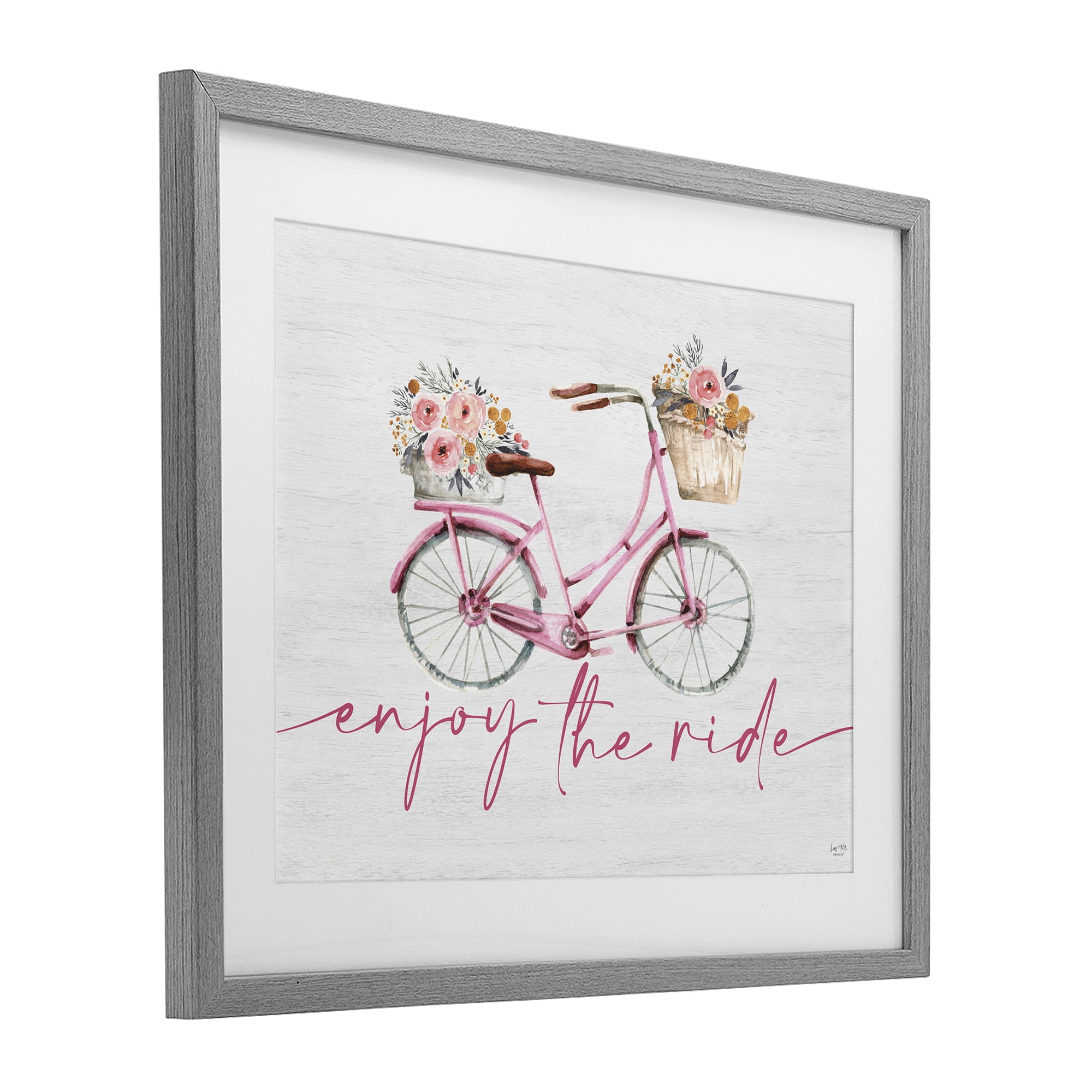 Stupell Industries Enjoy The Ride Bicycle Gray Framed Print Under Glass, design by Lux + Me Designs