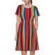 thumbnail image 1 of Disketp Mexican Serape Blanket Stripes para Vestido de Manga Corta para Mujeres, Vestidos de Verano para Mujeres, Casual y Holgado para la Playa, 1 of 6