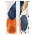 thumbnail image 2 of Navy Blue Burnt Orange Semi Sheer Curtains 84 Inch Length 2 Panels Set, Artwork Geometric Contemporary Sheer Kitchen Curtain Privacy Voile Window Curtain for Living Room Bedroom Rod Pocket Drapes, 2 of 7
