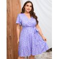 thumbnail image 3 of Plus Size Casual Summer Dress for Women  Wrap V Neck Ruffle Sleeve Smock  Mini Dress, 3 of 9
