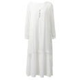 thumbnail image 3 of Nueva moda mujer Casual vestido suelto sólido manga larga Boho largo Maxi vestido Abanopi Blanco/XXL, 3 of 7