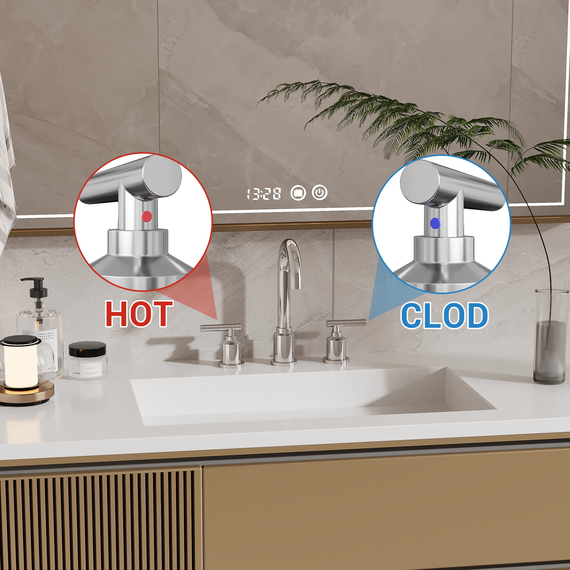 Widespread Bathroom Sink Faucet 8" - Brushed Nickel for 3-Hole Installation, silver