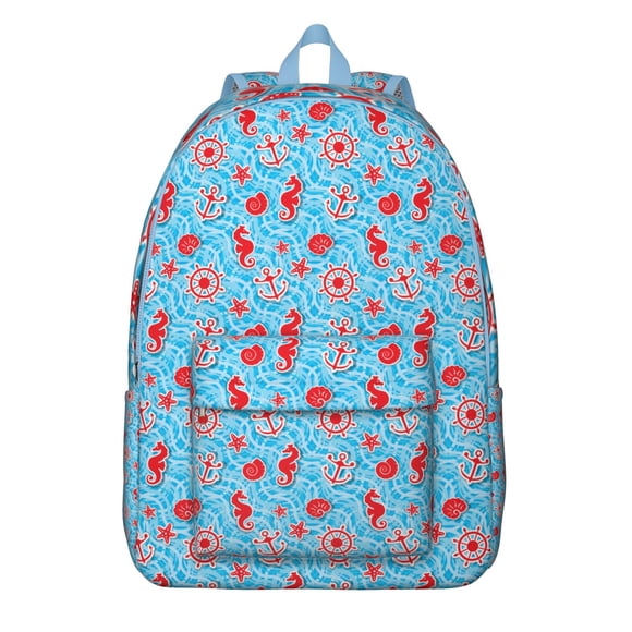 Sac à Dos de Voyage avec Ancres de Phare Océan, Style Vintage, Toile, Design Côtier Nautique, Matériau Oxford Durable, Grande Capacité, Anti-Vol, pour Activités Scolaires et Extérieures