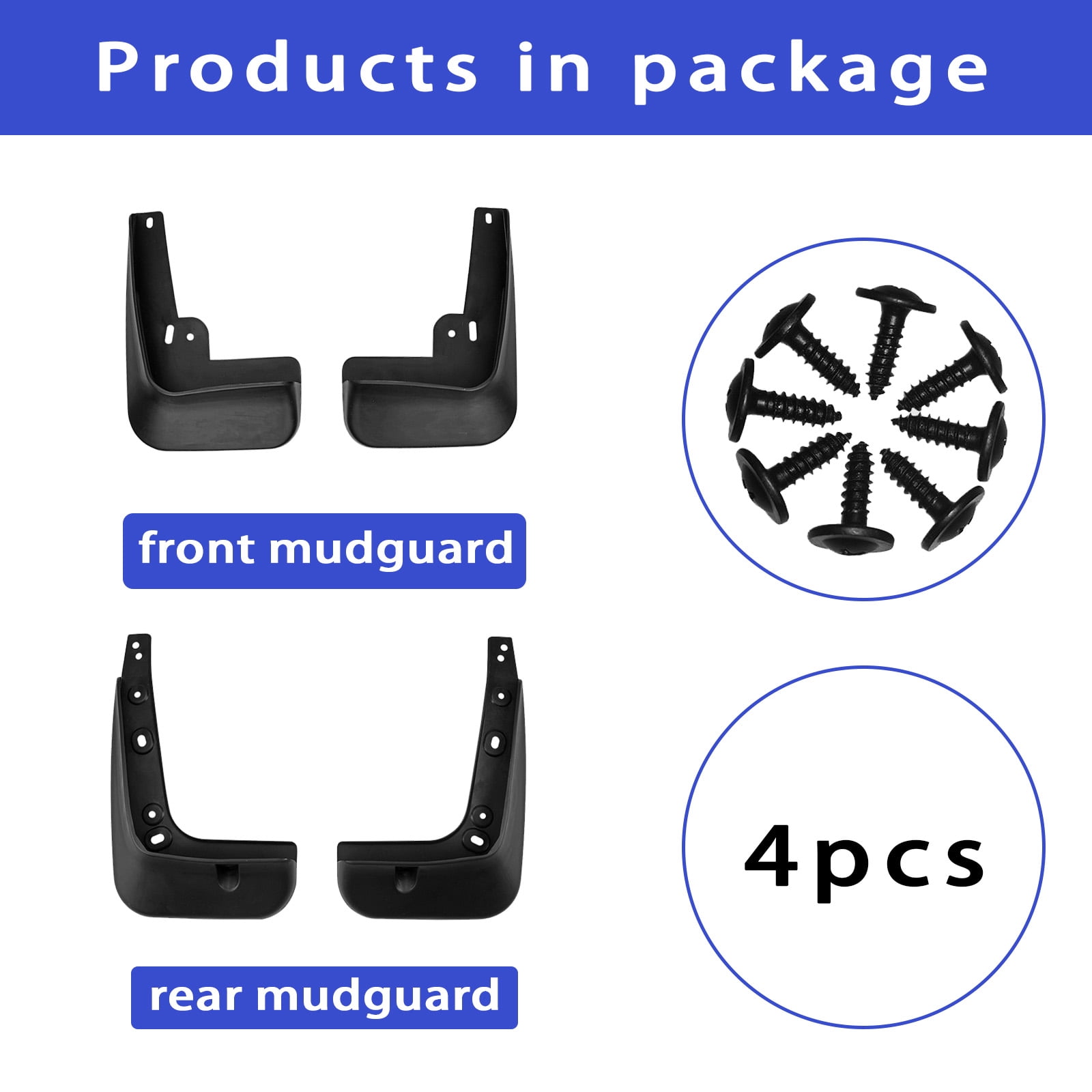 Mud Flaps For Kia Optima 2011-2014, No Drilling Mudguard Accessories, 4PCS Front & Rear Mudguards-black