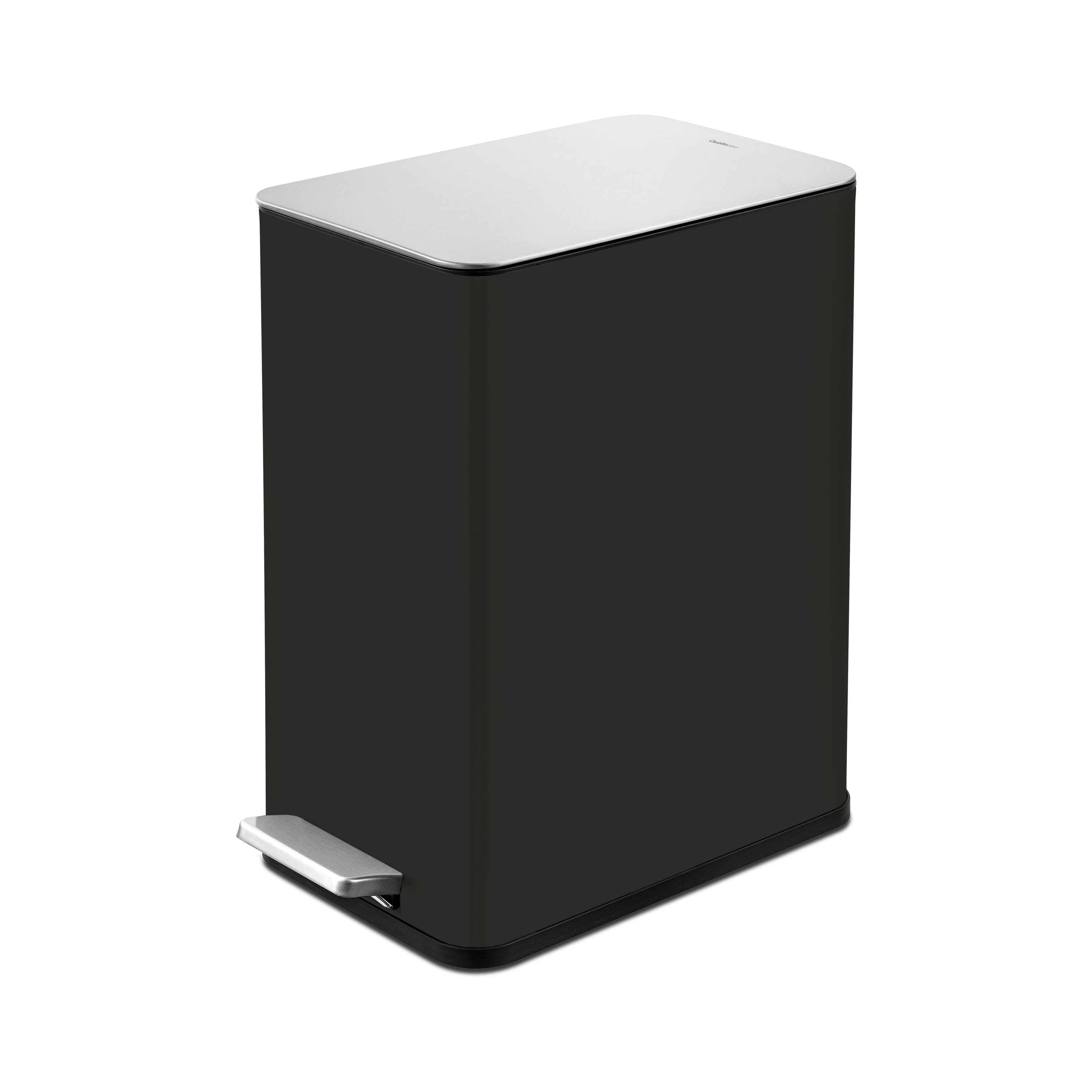 Qualiazero 2.6 gal Stainless Steel Step On Bathroom Trash Can, Black ...